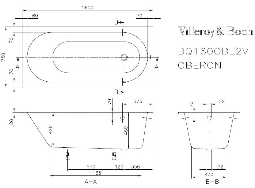 Ванна квариловая Villeroy & Boch Oberon 180X80 UBQ180OBE2V-01 - фото5