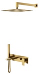 Смеситель встроенный + верхний+ ручной душ Boheme Qubic Bronze 474-BR- фото