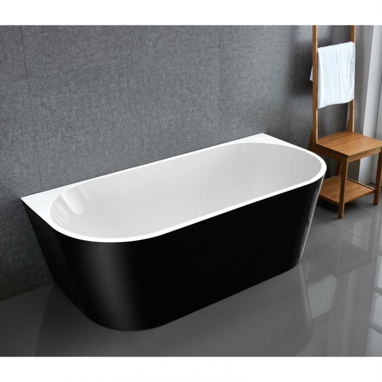 Ванна пристенная Frank F6163 White/Black 1700x800 - фото2