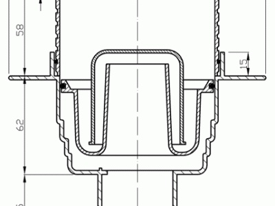 Трап сливной с хромированной решеткой PlastBrno вертикальный подвод SI50C00 105x105 (Чехия) - фото2