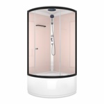 Душевая кабина DOMANI-SPA Simple High 90*90*2180 прозрачное стекло / розовые стенки с крышей- фото