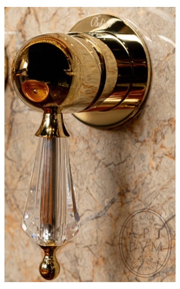 Гигиеническая лейка со смесителем Boheme GOLD с кристаллом Swarovski - фото3