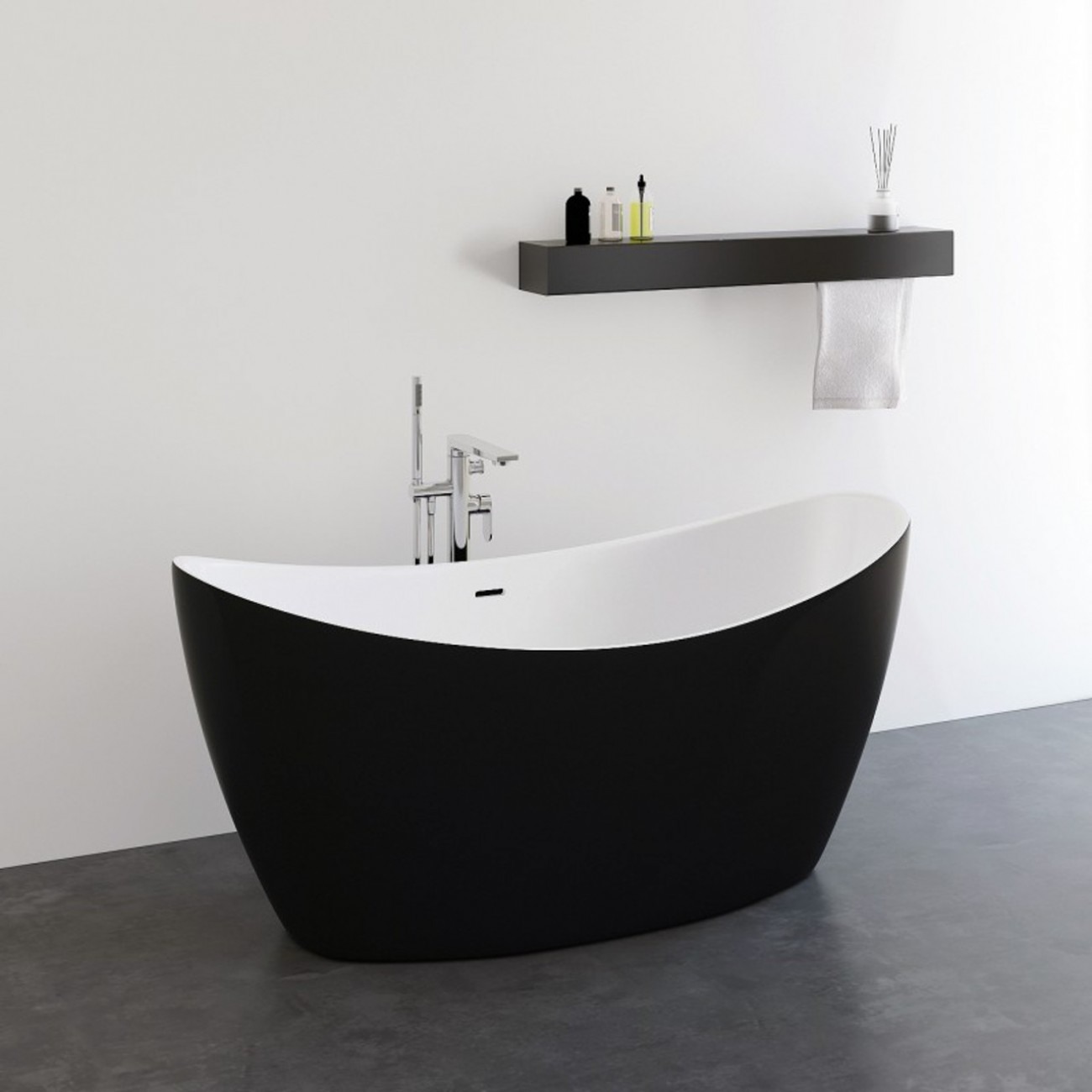 Ванна отдельностоящая Frank F6107 White/Black - фото