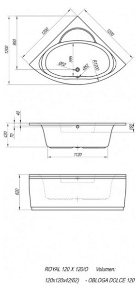 Акриловая ванна KOLPA-SAN ROYAL 120X120 (Словения) - фото3