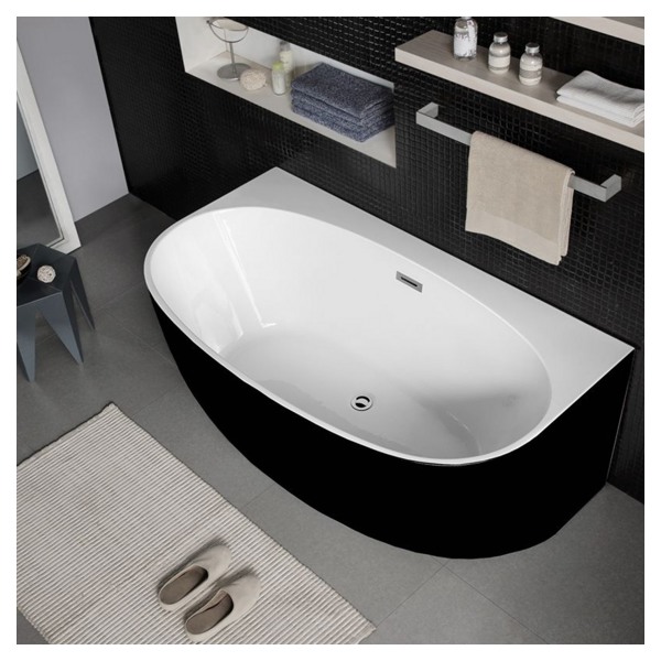 Ванна пристенная Frank F6163 White/Black 1700x800 - фото