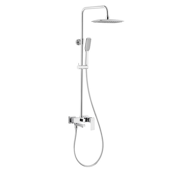 Душевая стойка Armatura Logon со смесителем для ванны со складным изливом, хром - фото