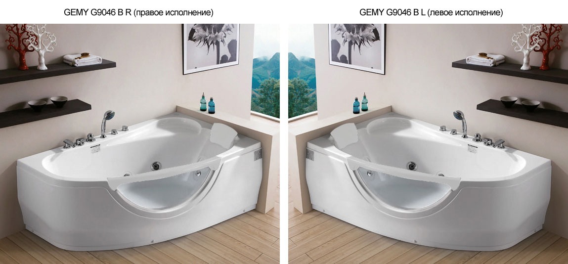  Гидромассажная ванна GEMY G9046 B  1600*950*680 левая/правая  гидро  ПРАВАЯ - фото5