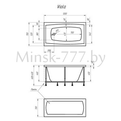 Ванна акриловая 1 Marka Viola 120х70 - фото3