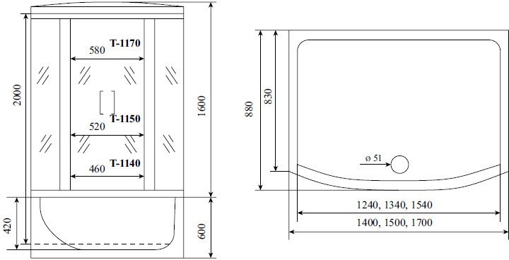 Душевая кабина Timo Standart T-6650 150x88х220 (Финляндия) - фото2