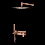 Смеситель встроенный + верхний+ ручной душ Boheme Qubic Bronze 474-BRB- фото