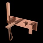 Смеситель для ванны встраиваемый с душ набором Boheme Qubic Bronze 474-2-CB- фото