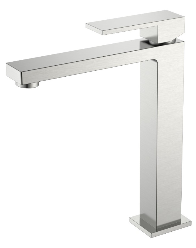 Смеситель для умывальника высокий Boheme Qubic Brushed Nickel 472-NB - фото