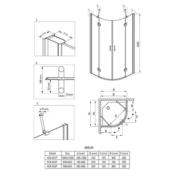 Душевая кабина Deante Abelia KTA 053P 90x90х200 полукруглая прозрачное стекло (Польша) - фото3