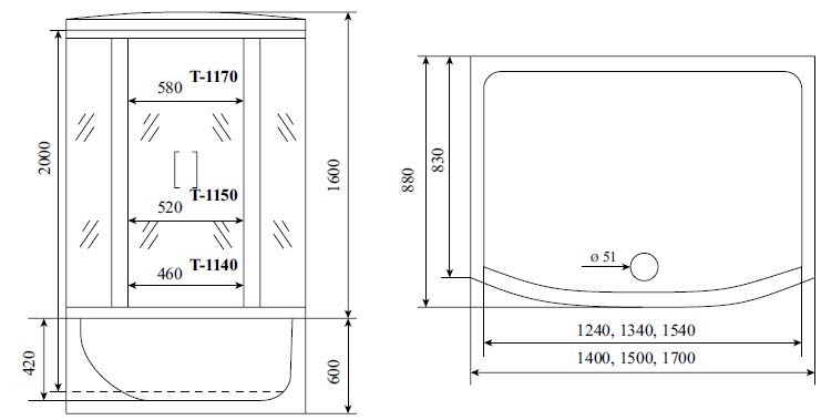 Душевая кабина Timo Comfort T-8850 F 150x88 (Финляндия) - фото6